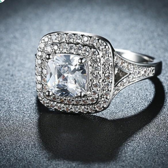 DONATING TONIGHT! 2.50 ct Cushion Db Halo Square Engagement Ring - Picture 5 of 8